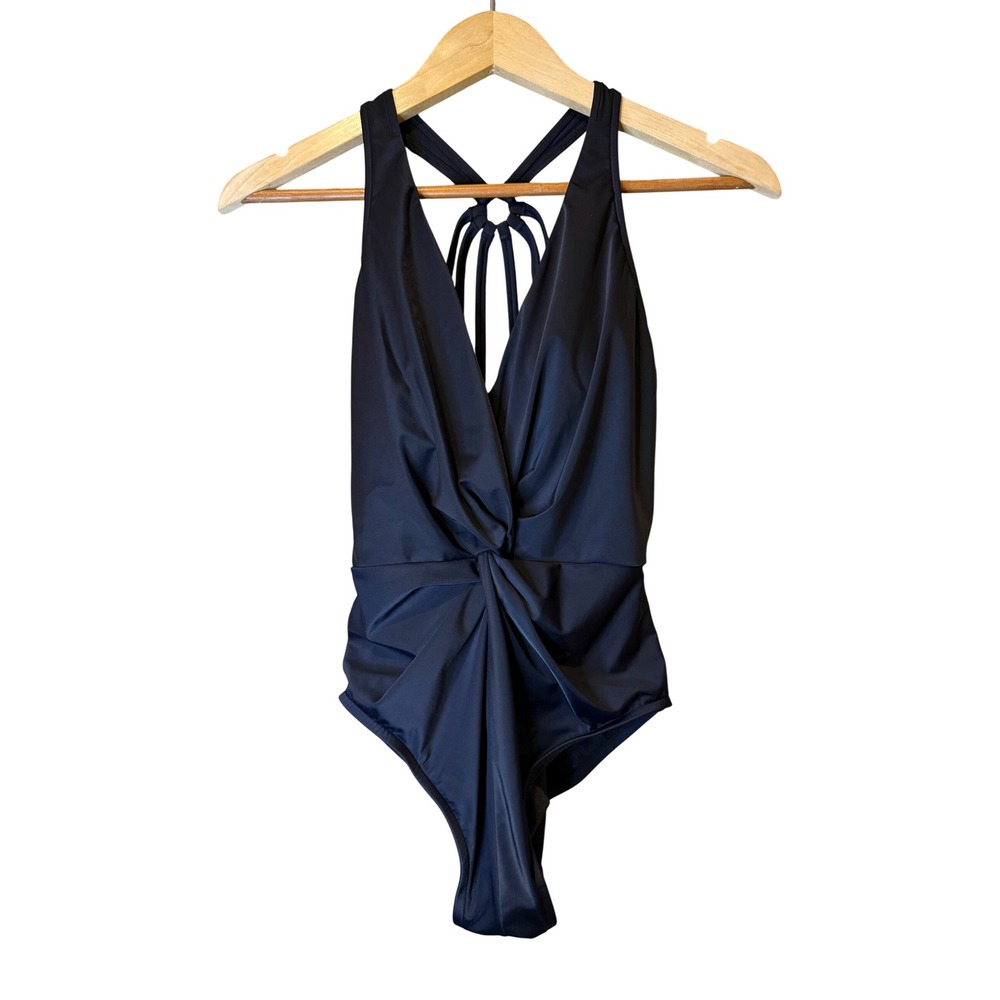 Magicsuit Black Swimsuit One Piece V-Neck Size 8 Strappy Back